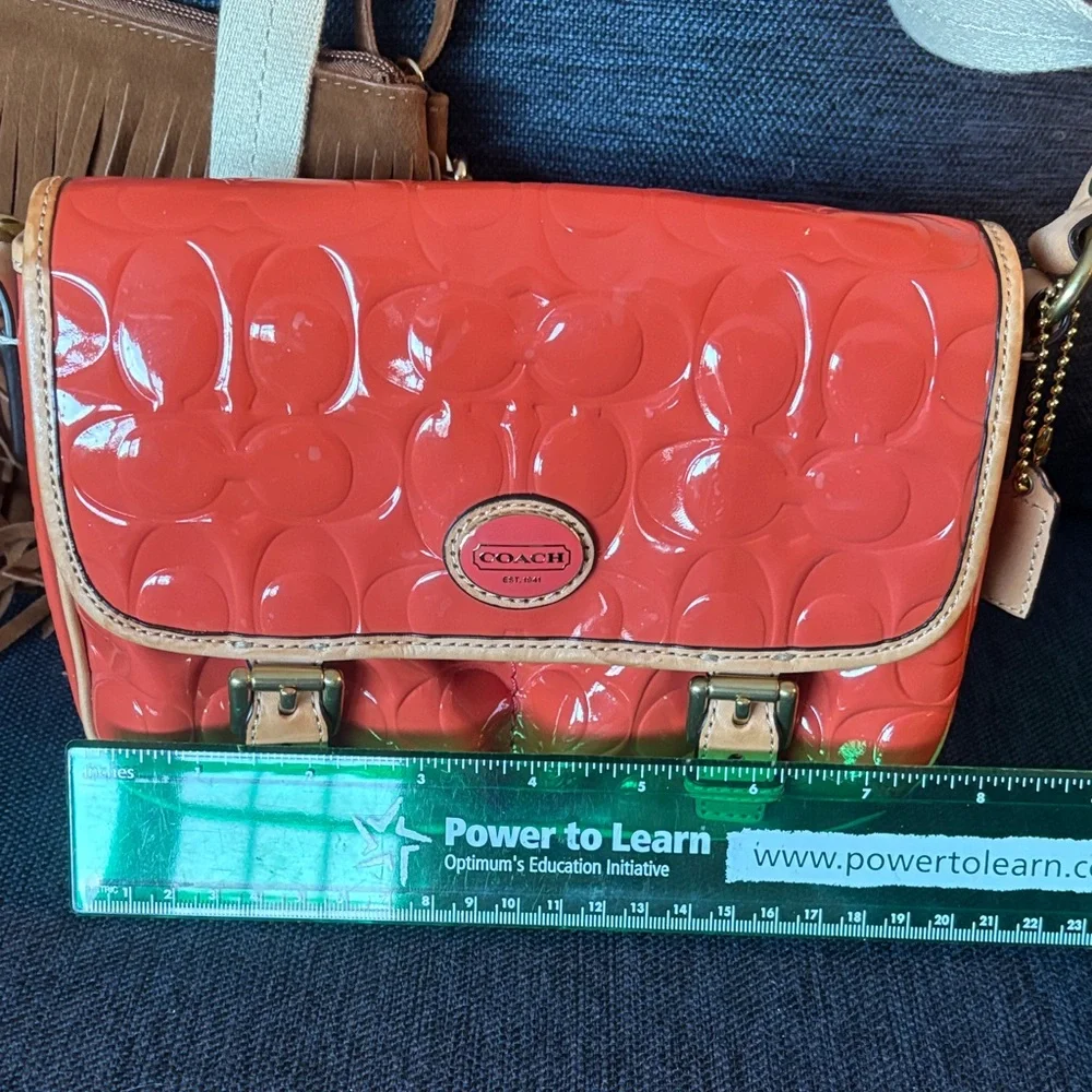 Coach Orange Patent Leather Crossbody Bag - Picture 7 of 7